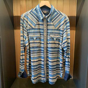 Double RL - Slim Fit Indigo Jacquard Western Shirt